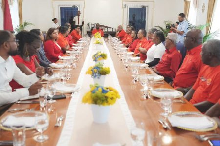 Government and union representatives at State House during the breakfast on May Day
(Office of the President Photo)
