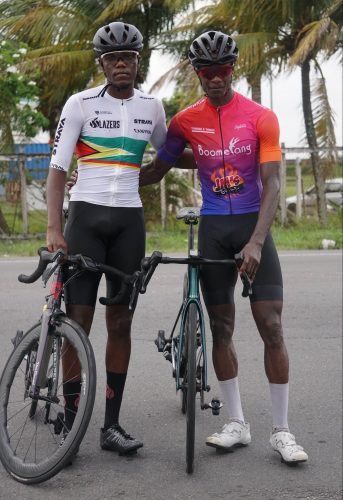 Romello Crawford and Philip Clarke triumphed in the first two legs of this year’s Independence Three-Stage road race yesterday. (Emmerson Campbell photo)
