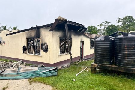 The destroyed dormitory (Department of Public Information photo)