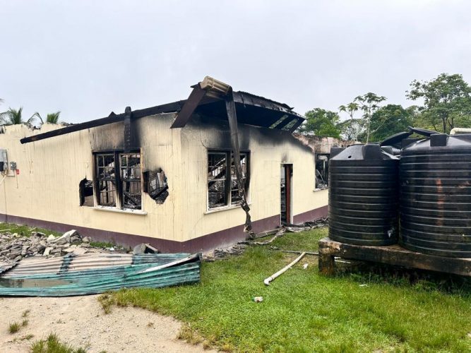 The destroyed dormitory (Department of Public Information photo)