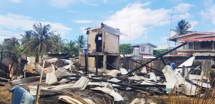 The ruins left by the fire