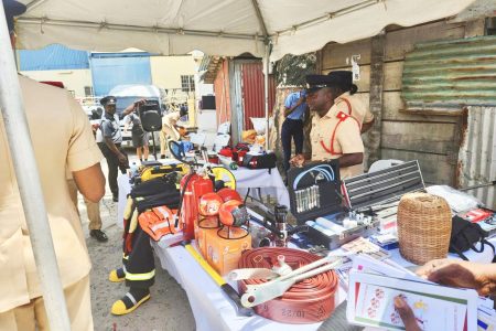  The Guyana Fire Service (GFS) yesterday held an outreach at the Mahaica market to engage the public and raise awareness about fire prevention. During the outreach over 300 people were met, and over 40 received free blood sugar and blood pressure testing, which was done by its EMTs. Additionally, various pamphlets were distributed, while fireballs and other tokens were given to persons for correctly answering questions about fire safety. (GFS photo)