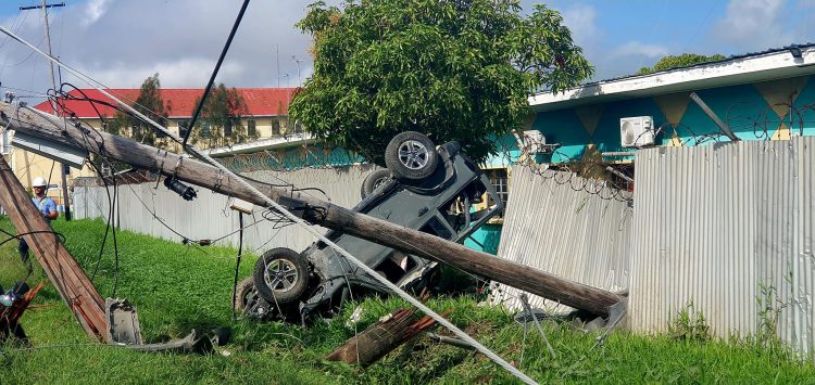 The SUV that took down the GPL pole on Camp Street 