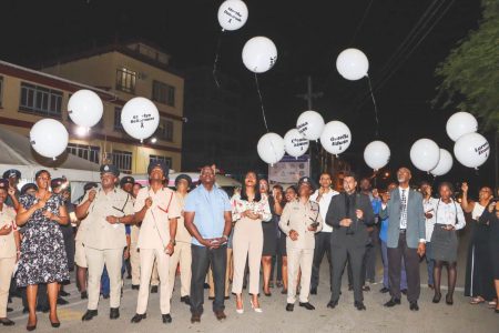 A vigil mounted by the Ministry of Home Affairs on Wednesday for the 19 children who died in Sunday’s horrific fire at Mahdia, Region Eight. (Ministry of Home Affairs photo)