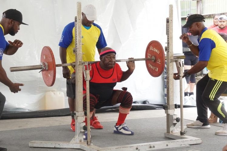 Frank Tucker, 71, was in record breaking mode on Sunday. He is now in the history books for all three lifts and total in the 93kg Masters 4 Equipped category. (Emmerson Campbell photo)