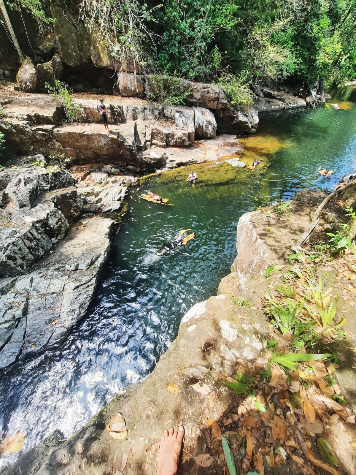 Residents of Nappi, North Rupununi taking a dip in the Nappi Falls located in the Kanuku Mountains. This Lynmarie Demetro photo was submitted in the 57th Anniversary of Independence Photography Competition hosted by the Ministry of Tourism, Industry and Commerce. 
