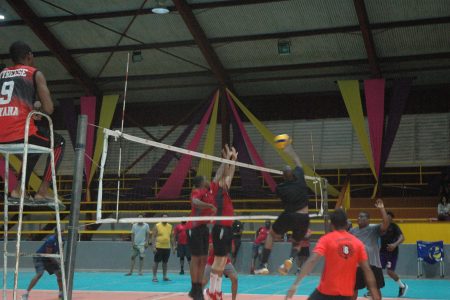 A scene from the Young Achievers and Castrol Strikers clash in the DVA Senior Men’s League