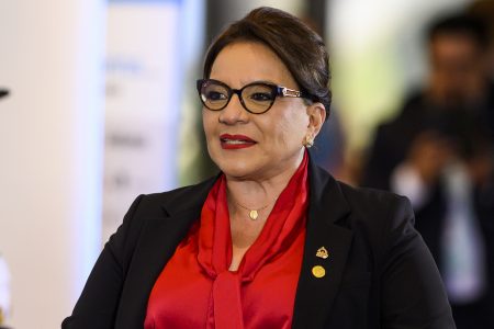 Honduras' President Xiomara Castro, seen on during the Community of Latin American and Caribbean States (CELAC) Summit in Buenos Aires. (Photo by Manuel Cortina / SOPA Images/Sipa USA)(Sipa via AP Images)