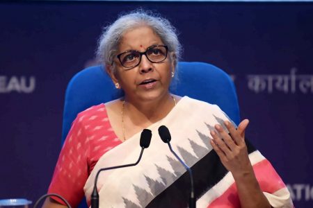 The Union Minister for Finance and Corporate Affairs, Smt. Nirmala Sitharaman addressing a Press Conference, in New Delhi on June 28, 2021.