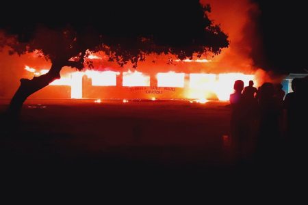 The dorm on fire (Marlon Edwards photo)