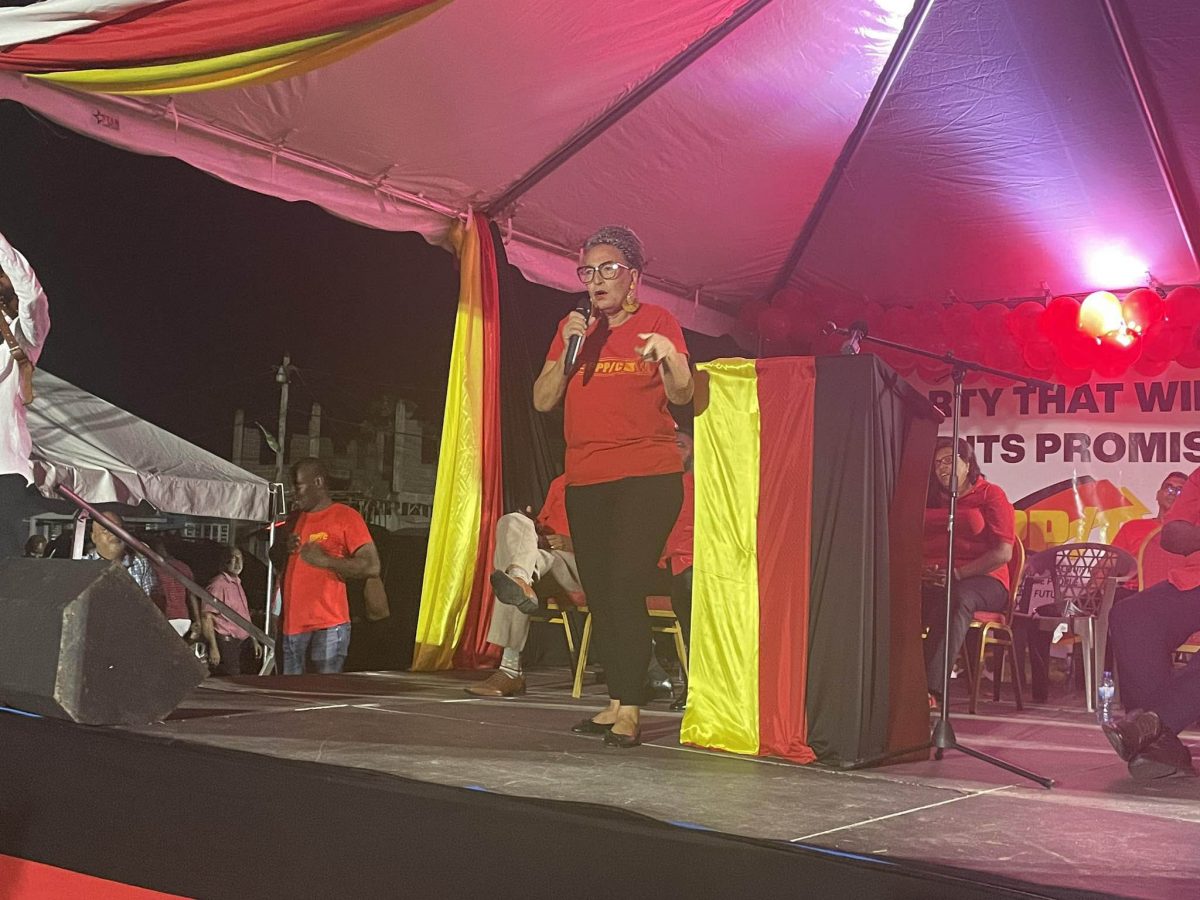 Former Mayor Patricia Chase-Green speaking at the PPP/C South Georgetown rally
last night
