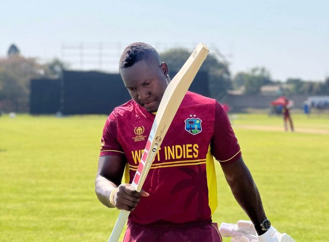 Rovman Powell acknowledging the crowd following this dismissal after smashing 105 from a mere 55 balls against UAE in a World Cup warm-up fixture