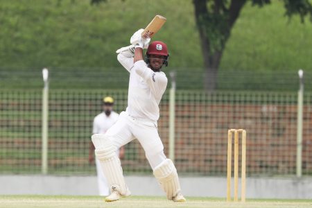 Left-handed opener Tagenarine Chanderpaul led the way for West Indies A with 83 not out (BCB photo)