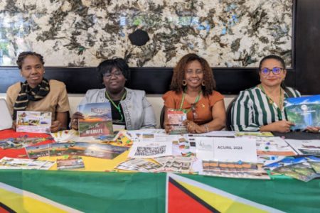 The Guyana contingent in attendance at ACURIL 2023 in Jamaica; (from left to right) Simmone LaRose, Donette Washington, Debra Lowe and Somattie Sayrange. 