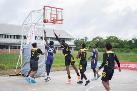 A scene from the President’s College and Marian Academy inter-conference encounter in the YBG Championships