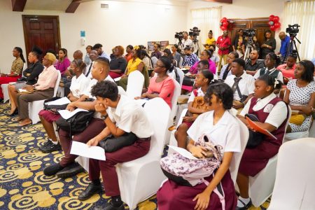  In observance  of International Day against Illicit Trafficking and Drug Abuse, the Ministry of Health in partnership with the Ministry of Home Affairs and the Judicial System hosted a ceremony to sensitise persons on the impact of drug abuse. The event was held at Herdmanston Lodge Hotel, Georgetown.  This Department of Public Information photo shows some of those in attendance. 