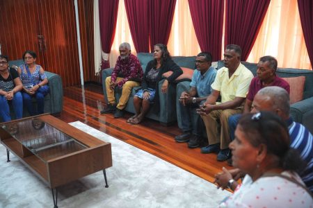 Some of the Acme Housing Scheme residents who met with President Irfaan Ali on Thursday (Office of the President photo)
