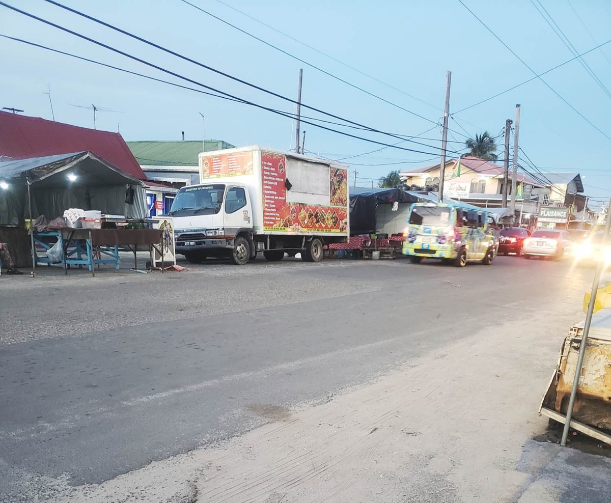 Some stalls along the Plaisance Railway Embankment road
