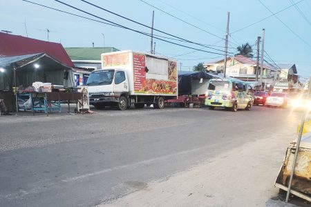 Some stalls along the Plaisance Railway Embankment road
