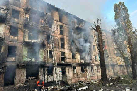 A view shows a residential building heavily damaged by a Russian missile strike, amid Russia's attack on Ukraine, in Kryvyi Rih, Dnipropetrovsk region, Ukraine June 13, 2023. Governor of Dnipropetrovsk Regional Military-Civil Administration Serhii Lysak via Telegram/Handout via REUTERS