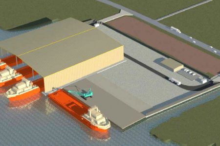 A 3D rendering of the facility when completed 
