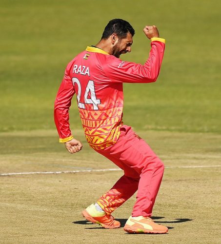  Man of the Match Sikander Raza celebrates.
