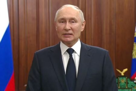 Russian President Vladimir Putin gives a televised address in Moscow, Russia, on Jun 26, 2023, in this still image taken from video. (Photo: Kremlin.ru/Handout via REUTERS)