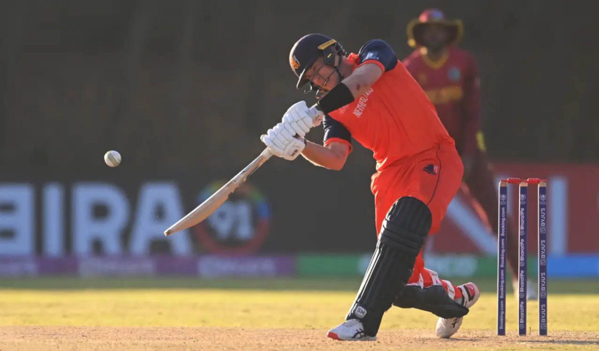 Logan van Beek’s blitzkrieg of 30 not out in the Super Over saw the Netherlands to a famous win over the West Indies after the
two sides had battled to a tie in the 50-overs-a-side affair. 