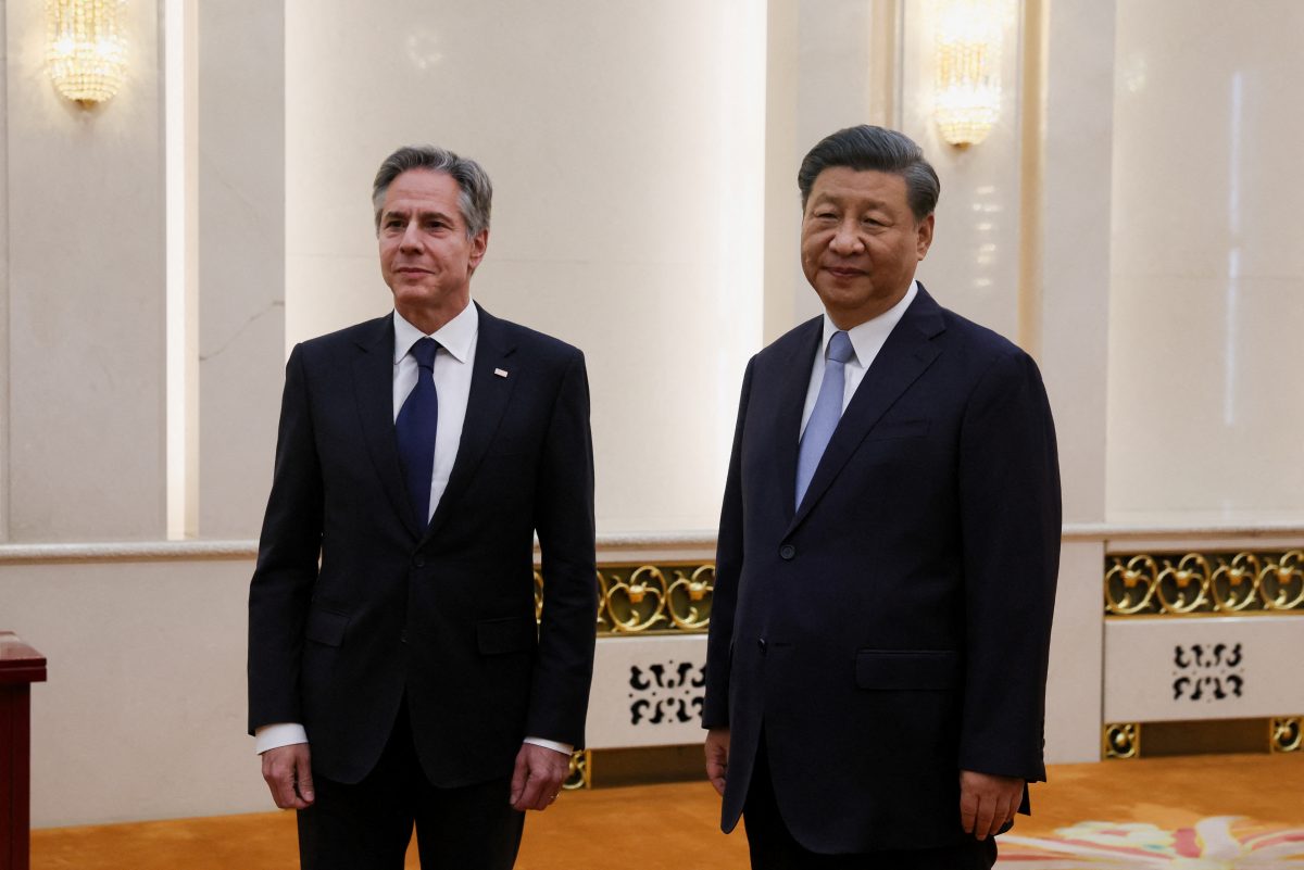 U.S. Secretary of State Antony Blinken meets with Chinese President Xi Jinping in the Great Hall of the People in Beijing, China, June 19, 2023.  REUTERS/Leah Millis/Pool