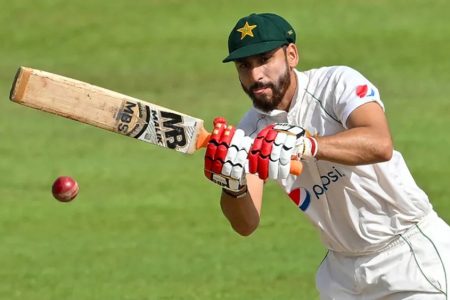 Pakistan’s Agha Salman on the attack enroute to his unbeaten 132 against Sri Lanka in the 2nd Test
