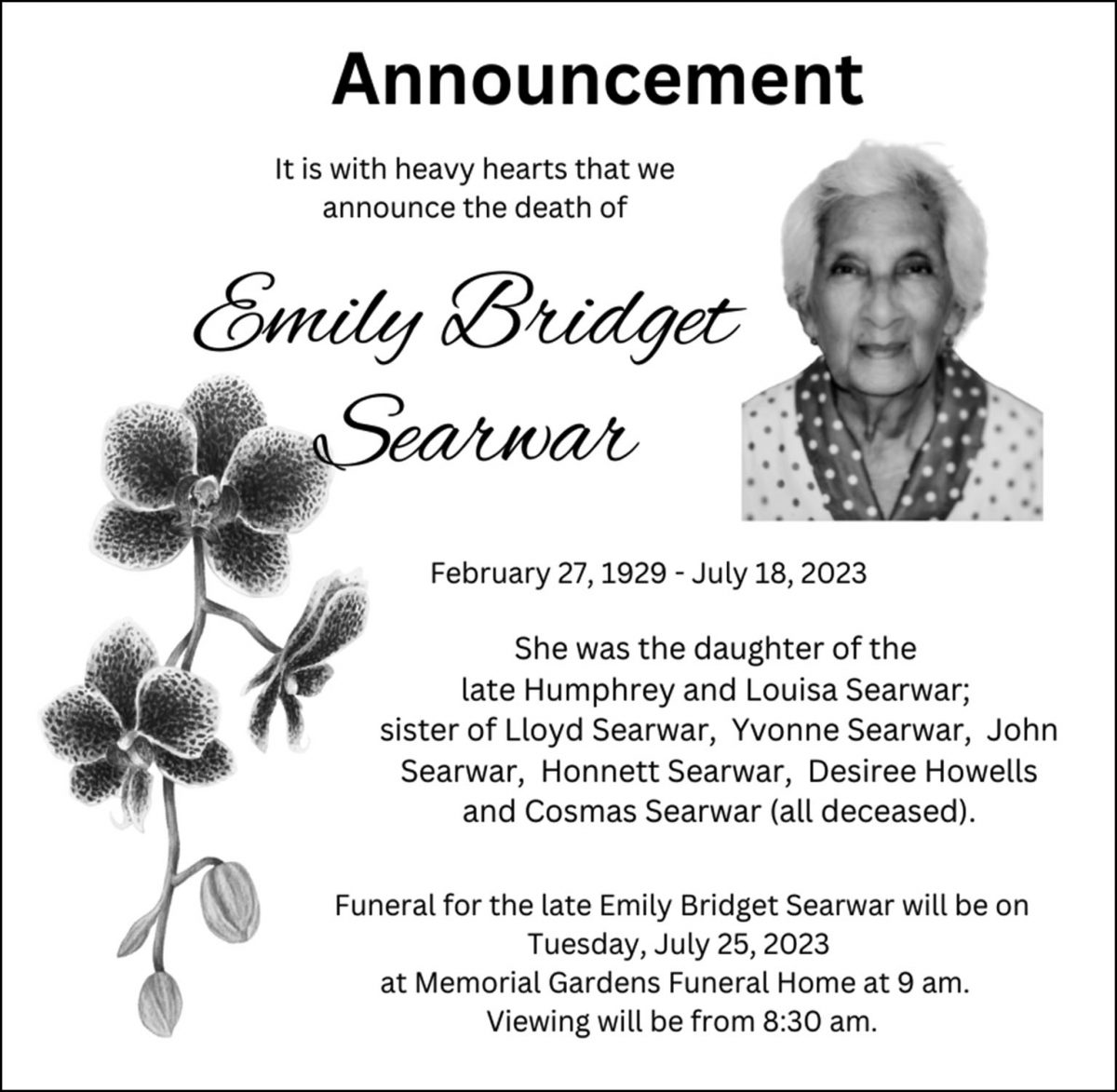 Emily Bridget Searwar Stabroek News