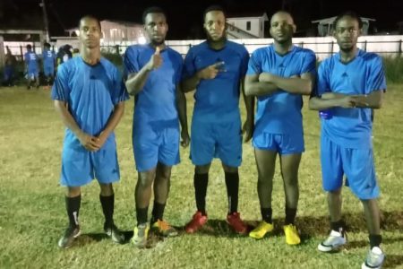 Cougars FC scorers William Sommersell, Kwesi Mickel, Lomar Reid, Ray Reddock, and Timothy Sommersell
