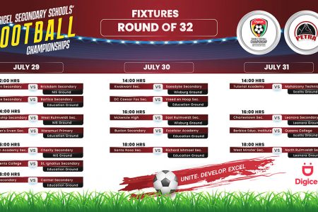 The official Round of 32 segment which will kick-start the national
championship round of the Digicel Schools Football Championship