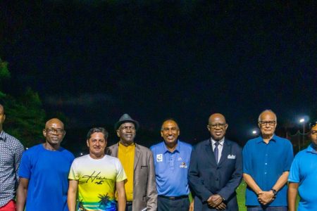 Aleem Hussain (middle) was unanimously elected President of the Guyana Golf Association (GGA) when the body held its revised Annual General Meeting (AGM) on Tuesday as guided by the rules of the Guyana Olympic Association
