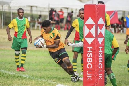 Jamaica (yellow) defeated Guyana for the second time in two days yesterday at the Mona Campus ground in Jamaica. The local ruggers lost 0-37
