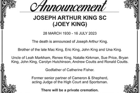 JOSEPH ARTHUR KING SC (JOEY KING)