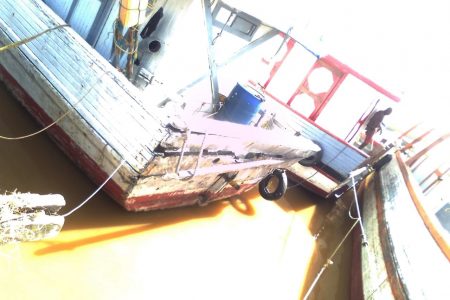 One of the boats that was badly damaged