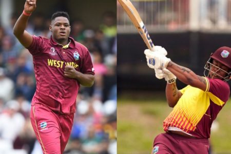 Jamaican Oshane Thomas (left) and Guyanese Shimron
Hetmyer have been recalled to the West Indies Team for the ODI series

