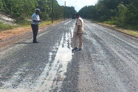 Police inspecting the roadway