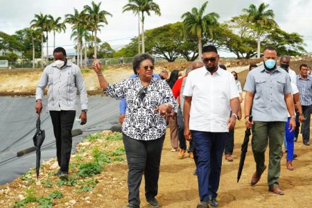 President Ali and PM Mottley visiting the site of the regional Food Security Terminal (SN file photo)
