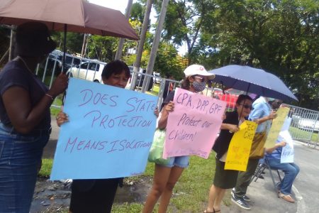 Some of the protestors outside of State House 