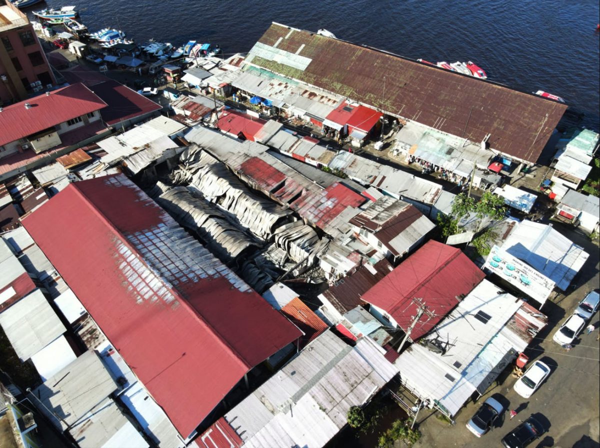 An aerial view of Charity Market after the fire
