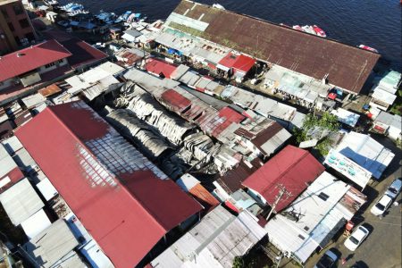 An aerial view of Charity Market after the fire
