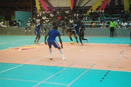 A scene from the Leopold Street and Vryheid’s Lust at the National Gymnasium in the ‘Keep Ya Five Alive’ Futsal Championship

