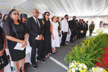 Family and friends of Ashton Chas at yesterday’s funeral service (Office of the President photo)