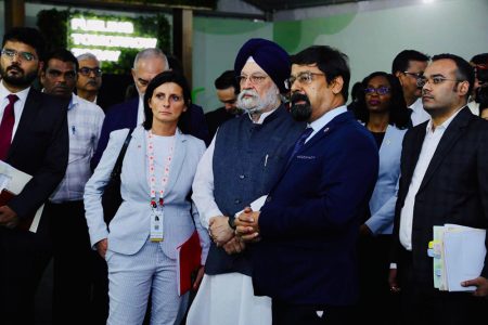 India’s Petroleum Minister Hardeep Singh Puri (second from right) with representatives of other countries. 