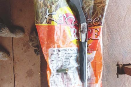 The shotgun, cartridge, and rice bag found by police