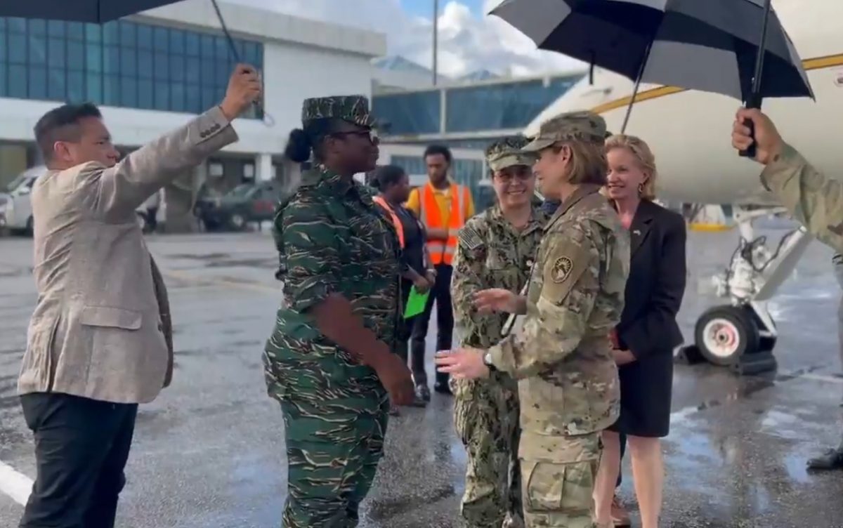 U.S. Southern Command (SOUTHCOM) Commander General Laura J. Richardson  (right) being greeted on her arrival here today.