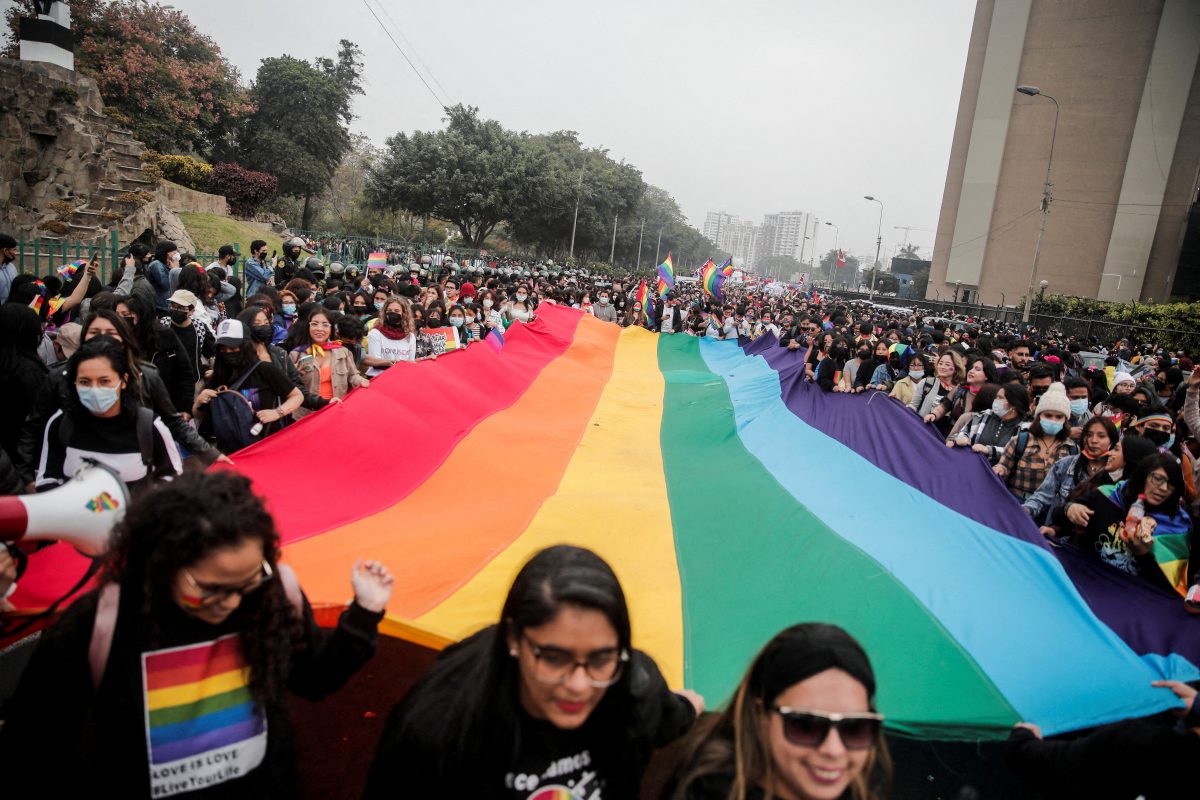 FILE PHOTO: Participants attend the LGBTQ+ Pride Parade, after it being cancelled for two years due to the coronavirus disease (COVID-19) pandemic, in Lima, Peru June 25, 2022. REUTERS/Sebastian Castaneda/File Photo
