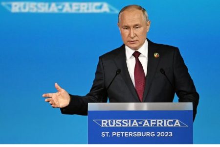 Russian President Vladimir Putin addressing the summit